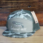 Shrimp - 7 Panel Flat Bill - Green Camo - Tethered Skiff