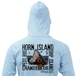 Tethered Skiff - Islands Print - Artic Blue - LS Hooded Performance - Tethered Skiff