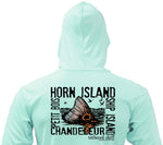 Tethered Skiff - Islands Print - Sea Foam - LS Hooded Performance - Tethered Skiff