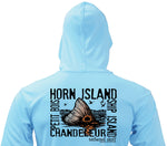 Tethered Skiff - Islands Print - Sky Blue - LS Hooded Performance - Tethered Skiff