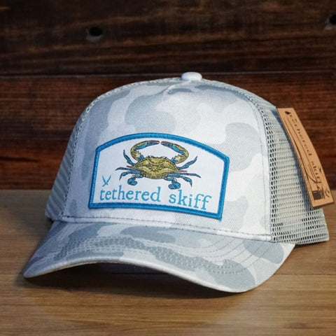 Youth - Blue Crab - Classic Trucker - White Camo - Tethered Skiff